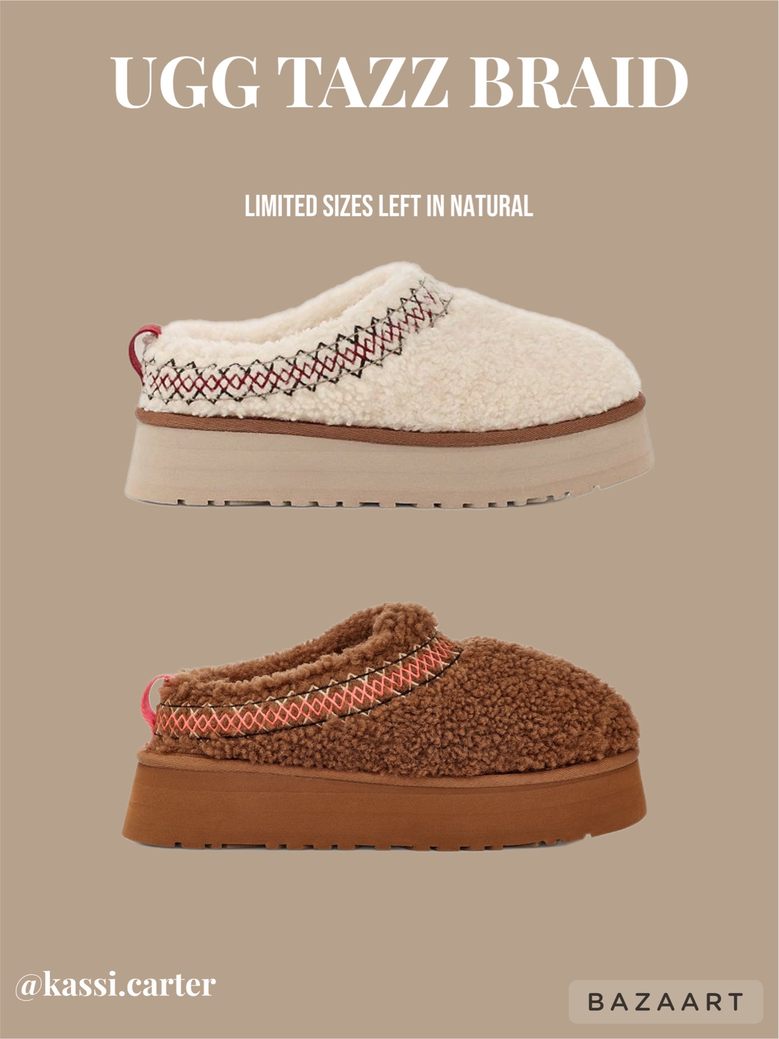 UGG TAZZ BRAID 
Limited sizes left in natural 

Gift guide, Christmas gift, slippers, comfy outfit 

#LTKshoecrush #LTKGiftGuide #LTKHoliday