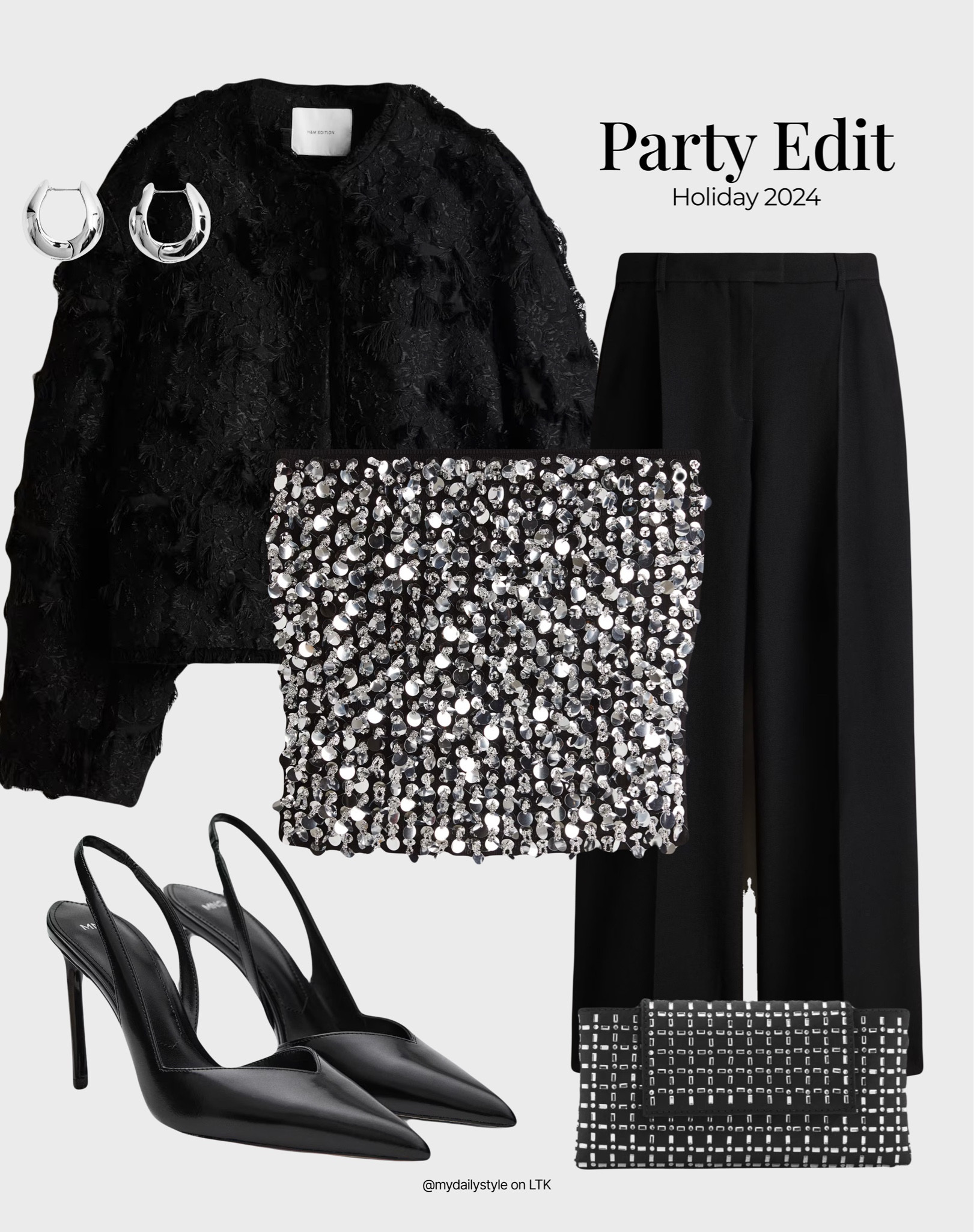 Party outfit perfect for Christmas 🖤

Check out more styling ideas in my profile. 

Tags: night look, holiday 2024, party dressing, parte wear, party look, sequin, holiday outfits, fall style, winter style, winter fit, pre-fall, autumn style, fall outfit, autumn outfit, fall fashion, autumn fashion, easy styling, simple everyday look, chic & basic outfit, Parisian look, casual outfit, capsule wardrobe, office look, brunch style, high street. 

#LTKwinter #LTKstyletip #LTKpartywear