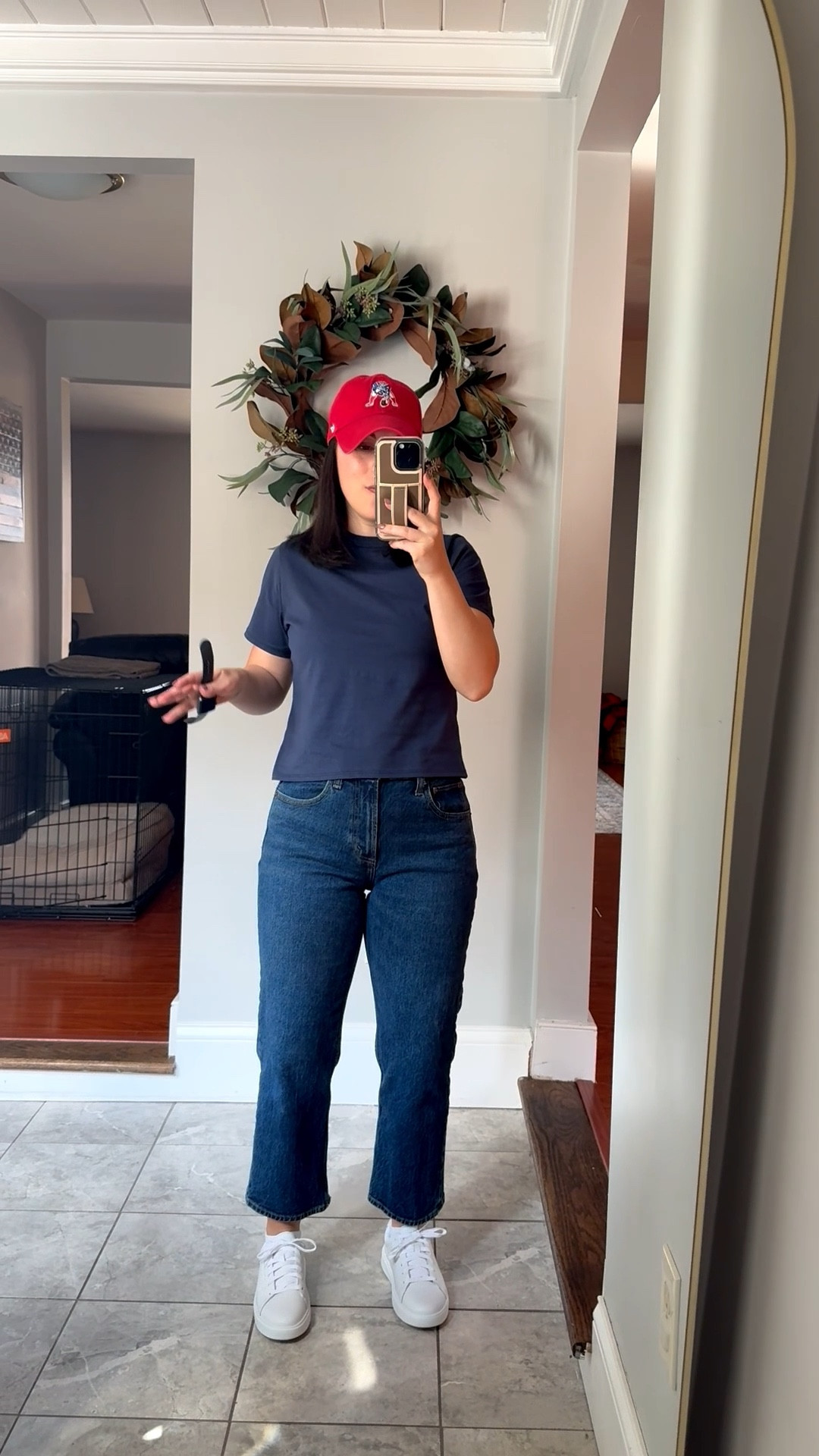 Spring ootd - size xs tee, 26 short jeans, sneakers are tts!
For reference I am: 
5ft, 120lbs, 26” waist

Spring outfit, petite outfit, casual outfit, mom outfit, New England, neutral outfit, 90s outfit, petite jeans, denim, patriots 

@abercrombie 

#LTKPetite #LTKSeasonal #LTKootd
