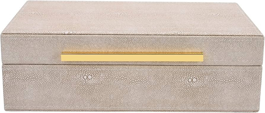Ivory Shagreen box Faux Leather Decorative Boxes,Keepsake And Memory Storage Decorative Boxes wit... | Amazon (US)