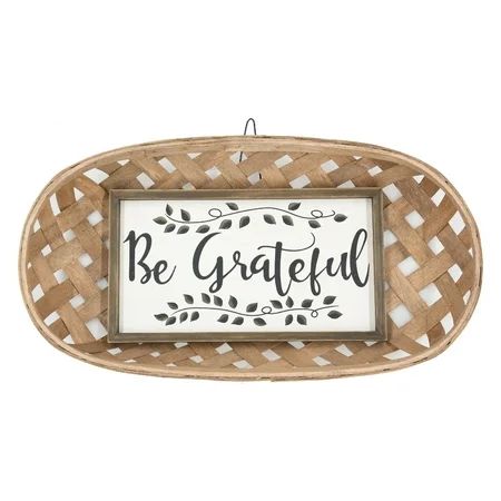 Way To Celebrate Harvest Thankful Oval Basket Wall Sign 17.5 in | Walmart (US)