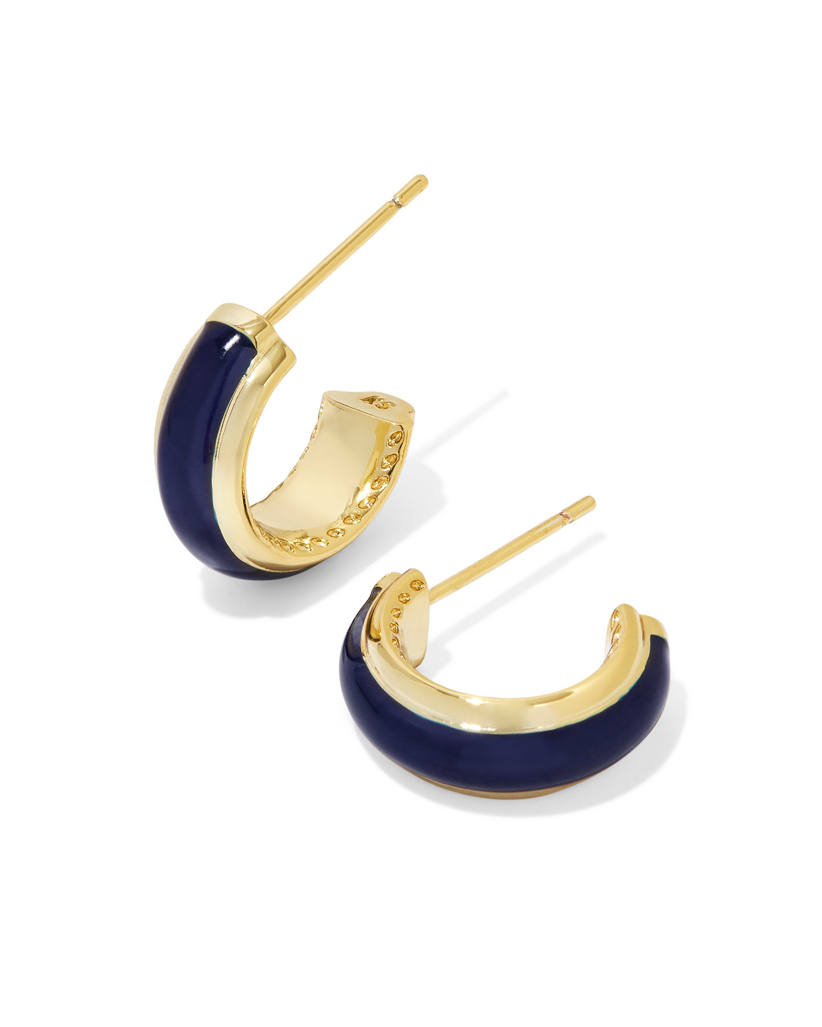 Ainsley Gold Huggie Earrings in Navy Enamel | Kendra Scott