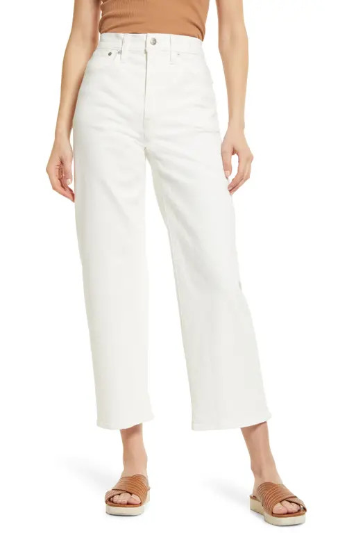 Madewell The Perfect Vintage Wide Leg Crop Jeans in Tile White at Nordstrom, Size 30 | Nordstrom