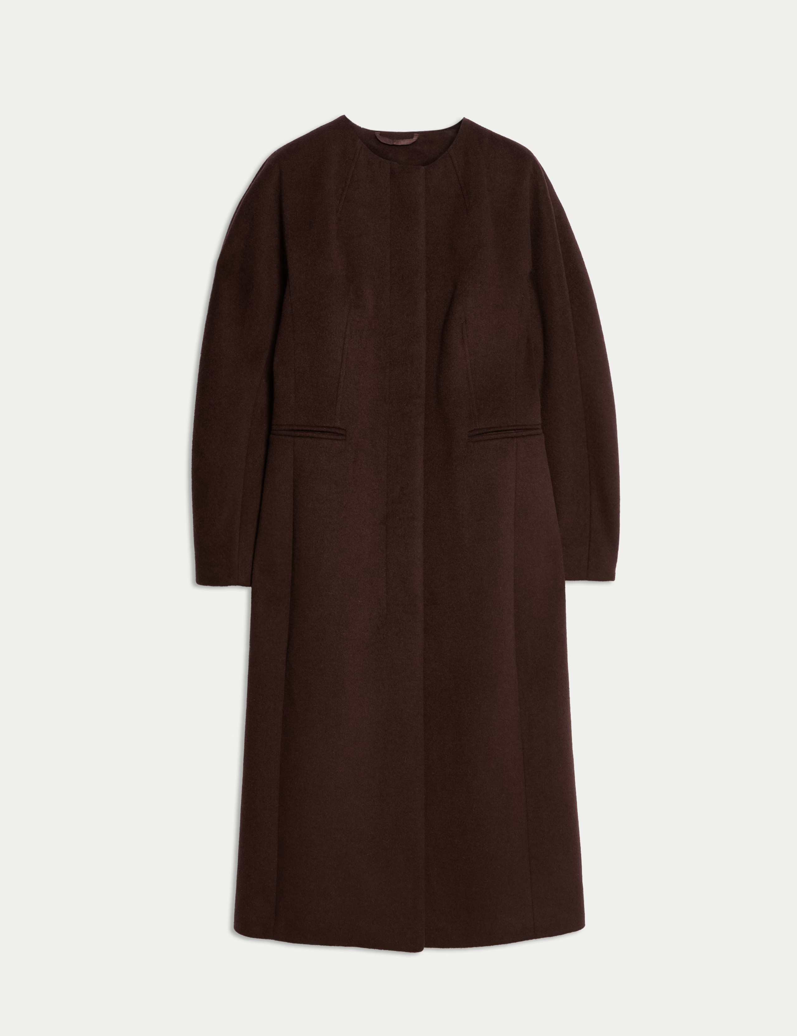 Wool Blend Collarless Longline Coat | Marks & Spencer (UK)
