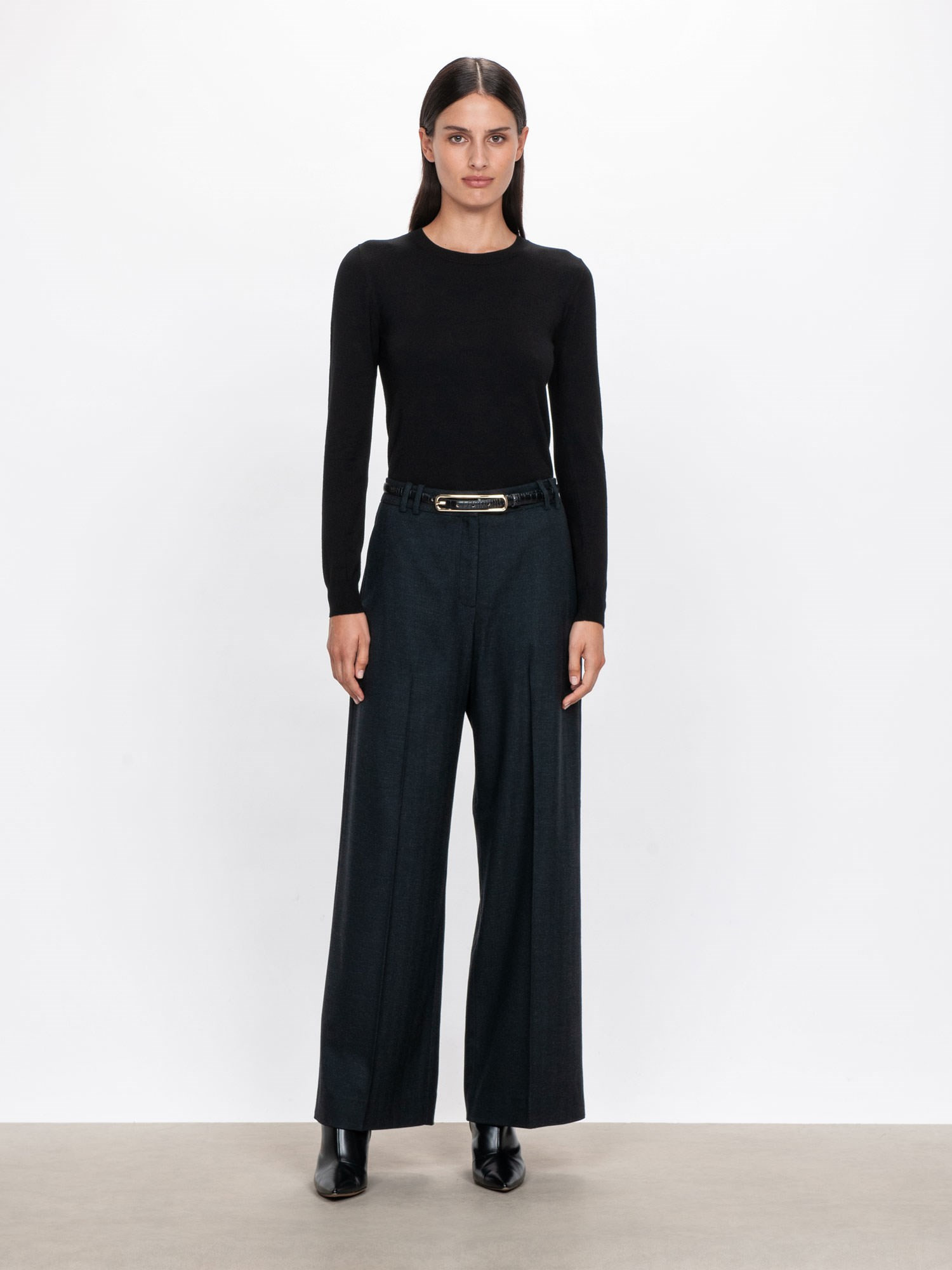 European Herringbone Wide Leg Pant | Veronika Maine