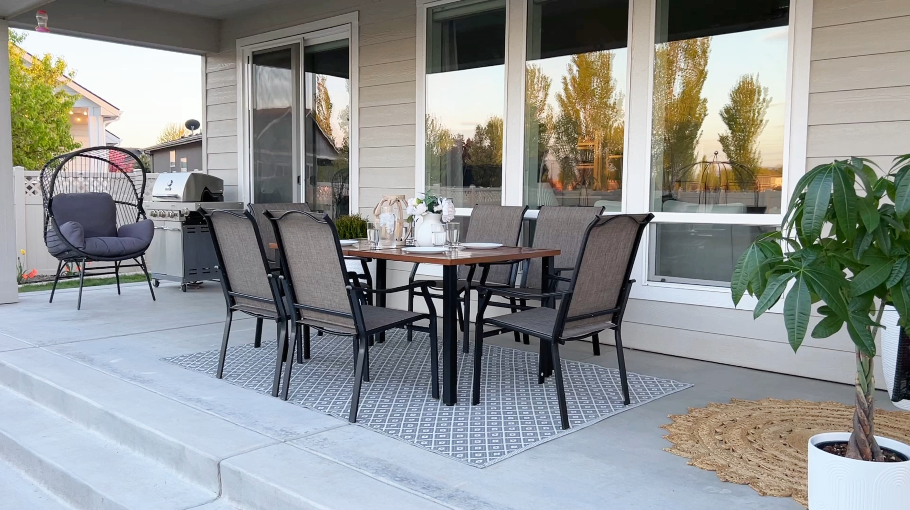 Patio Dining Set, 6 Brown Textilene Chairs and 60" 

#LTKSeasonal #LTKVideo #LTKhome