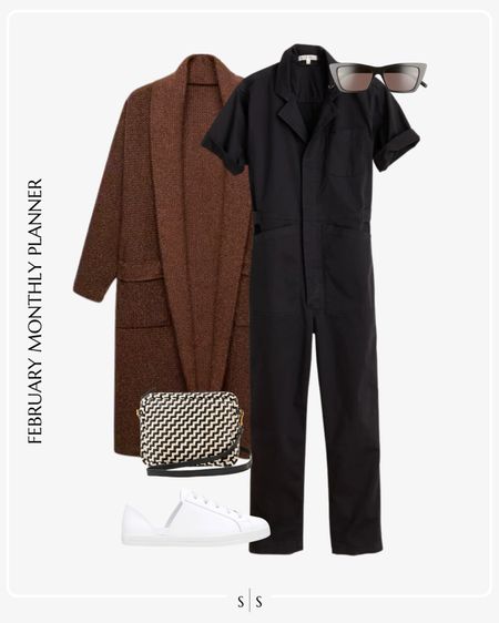 Monthly outfit planner: FEBRUARY: Winter to Spring looks | jumpsuit, crossbody camera bag, long knit coat, Freda Salvador sneaker

See the entire calendar on thesarahstories.com ✨ 

#LTKstyletip