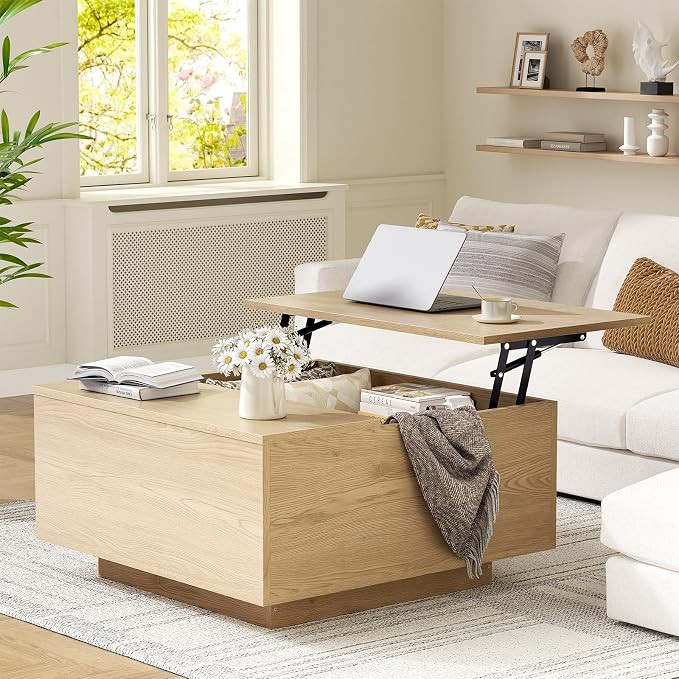 FABATO Lift Top Coffee Table, Wood Square Coffee Table with Storage, Farmhouse Coffee Tables with... | Amazon (US)