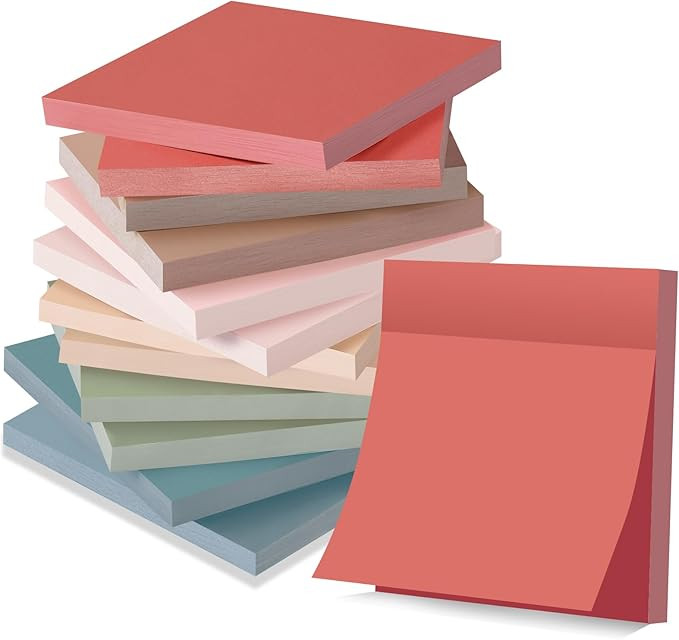 YEECOK Sticky Notes 3x3 in, 12 Pads, Vintage Colors Self-Stick Note Pads, Sticky Pads Aesthetic, ... | Amazon (US)