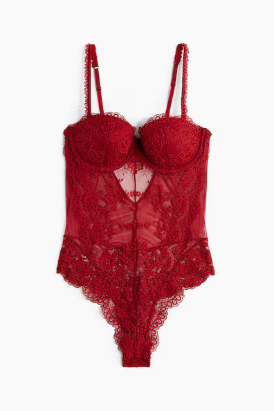 H & M - Padded-cup lace body - Rot - Damen | H&M (DE, AT, CH, NL, FI)