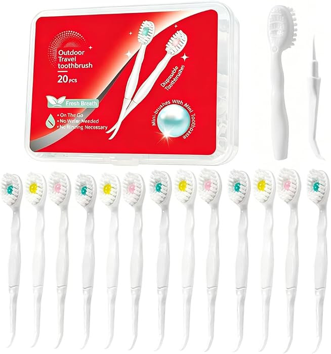 Mini Disposable Toothbrush Travel Toothbrushes with Toothpaste Toothpick Tongue Scraper Portable ... | Amazon (US)