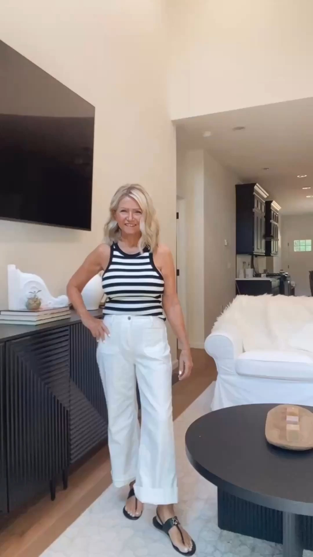 Day to night summer style 🌞➡️🌙
This striped bra tank pairs perfectly with white cropped pants and sandals for a casual day out—or level it up with wedges for an easy evening vibe. Add a sun hat + cute handbag and you’ve got effortless summer style on lock! 💃👜👒 #StyleByBB #SummerOutfit #EffortlessChic #OOTD 

#LTKSaleAlert #LTKStyleTip #LTKFindsUnder50