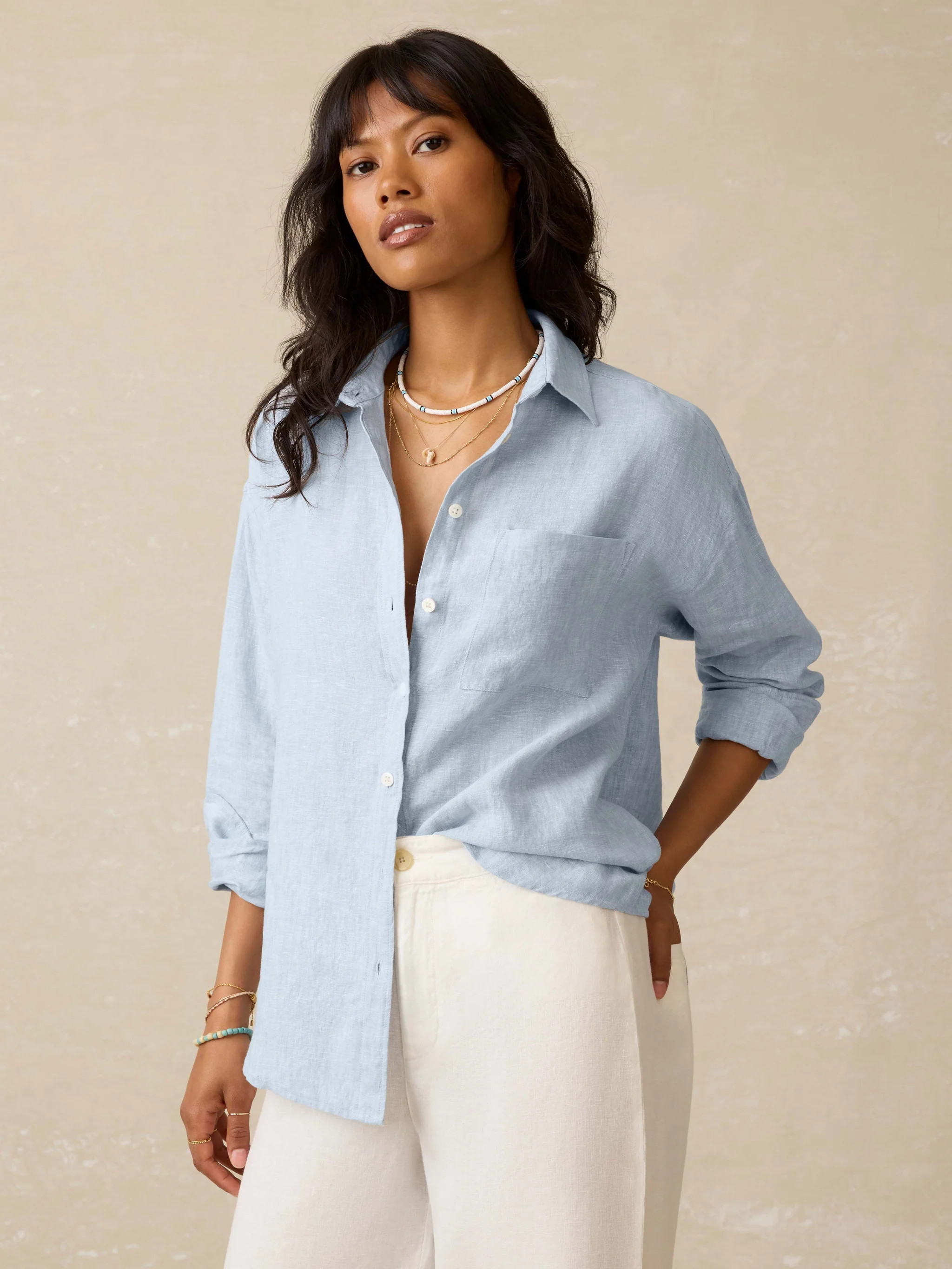 Laguna Linen Relaxed Shirt - Blue Fog | Faherty
