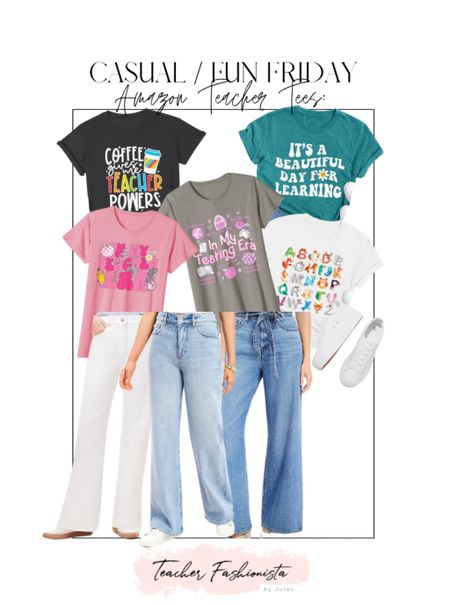 Casual Friday for teachers!! I love these Amazon tshirts— they all come in a variety of other colors, too!

The jeans are all on a sale— this brand is quickly becoming my go-to for work jeans! 


Wide leg jeans, palazzo jeans, graphic tshirt, graphic tees, teacher tees, teacher outfitts

#LTKSeasonal #LTKfindsunder50 #LTKsalealert