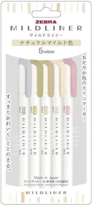 Zebra Line Marker, Thick & Fine Water Based Pigment, Mildliner, Natural Mild Colors, 5 Colors WKT... | Amazon (US)