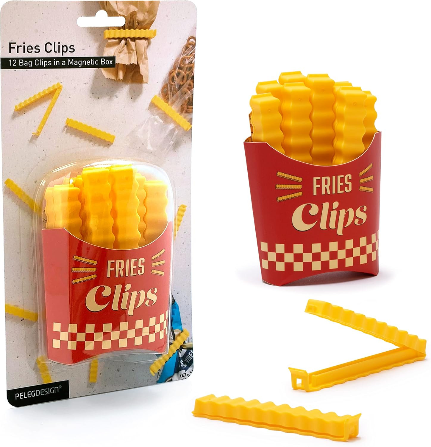 Peleg Design: 12 Cute French-Fries-Shaped Bag Clips to Seal Food Packages | Fun Magnetic Box for ... | Amazon (US)