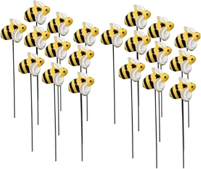20pcs Bee Garden Stakes, Resin Bumblebee Yard Decor for Flower Pots - Spring Summer Outdoor Decor... | Amazon (US)