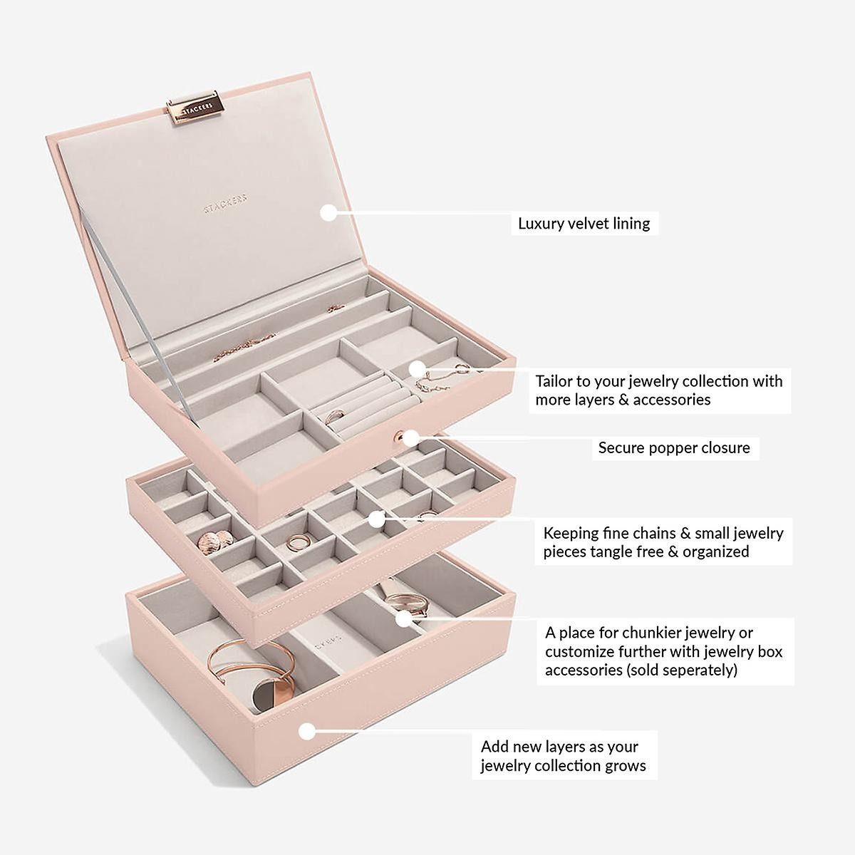 Stackers Blush Classic Jewelry Box Set of 3 | The Container Store