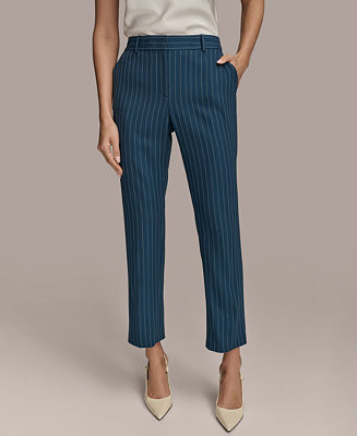 Donna Karan New York Women's Straight-Leg Pinstripe Pants - Macy's | Macy's