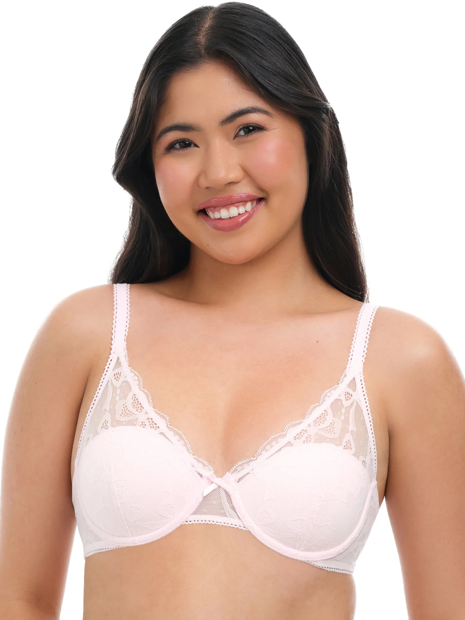 No Boundaries Bow Lace Half Cup Bra, Women's 34B-40DD - Walmart.com | Walmart (US)