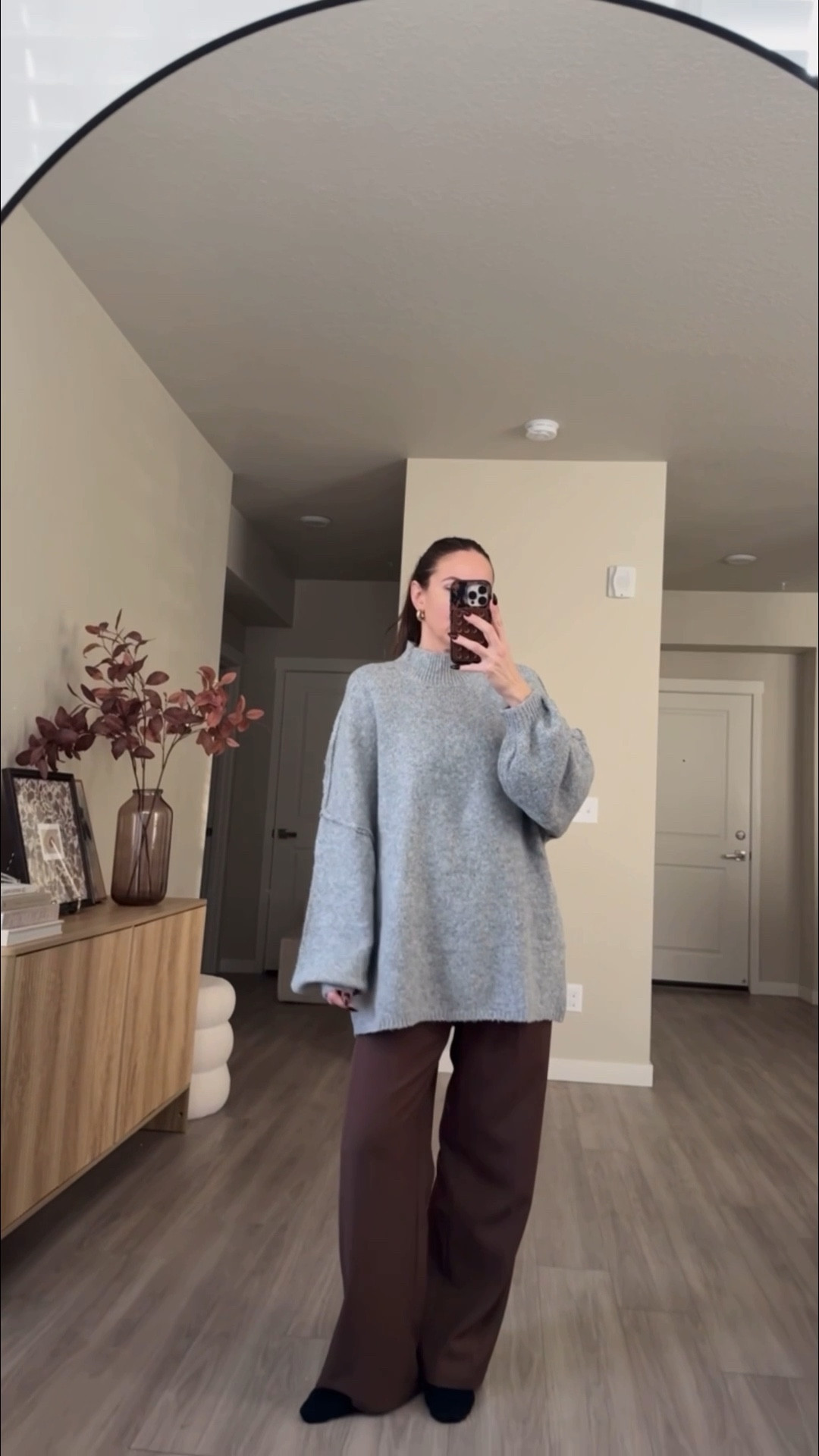 number one trending sweater on amazon right now!!

cozy sweater.  wearing medium.  no need to size up.  it's very oversized. 