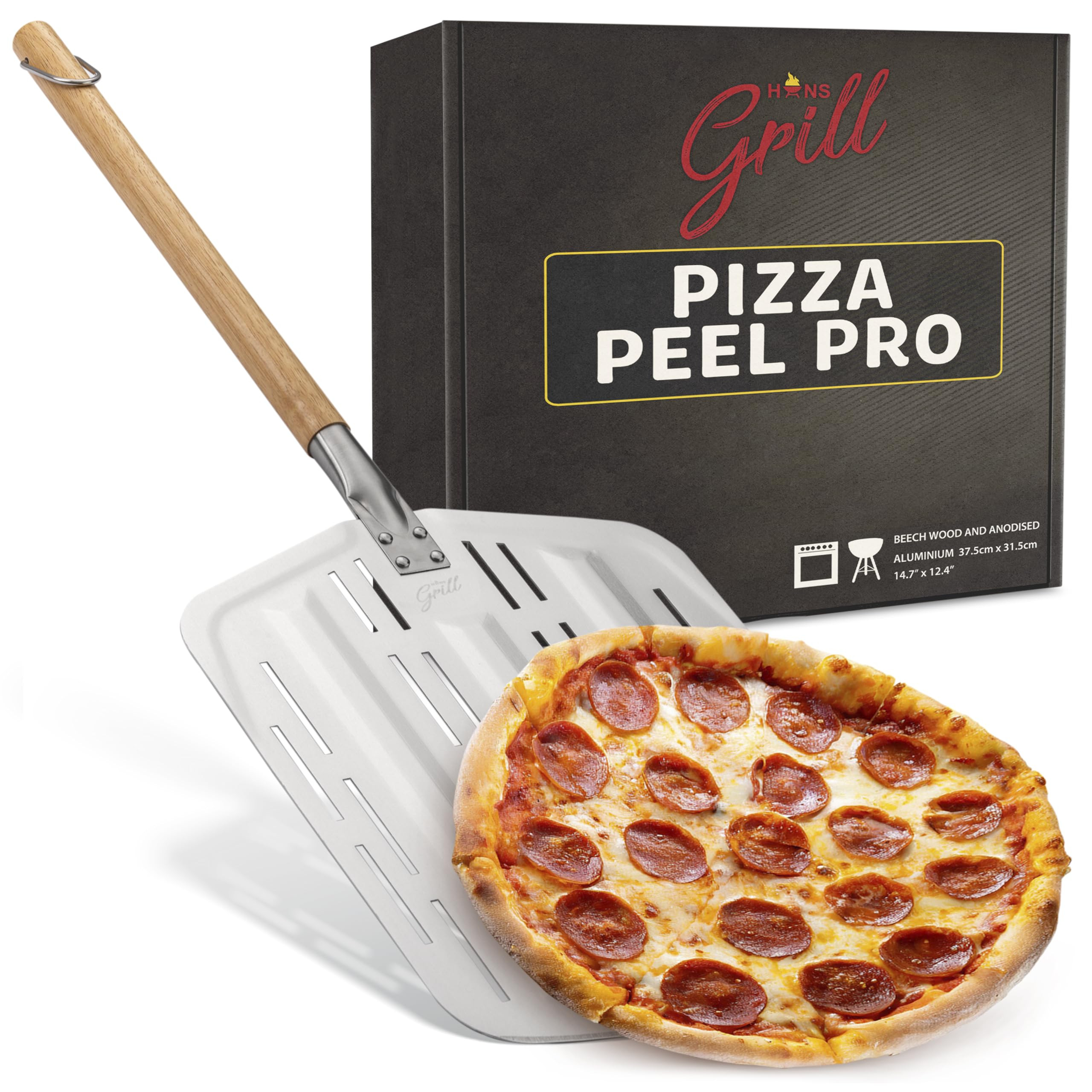 Hans Grill Pizza Peel PRO | Made for XL Pizza 12 inch + | Professional Restaurant Grade Perforate... | Amazon (US)