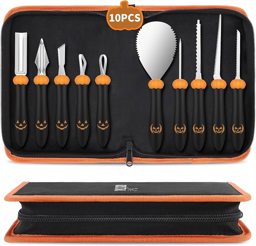 Pumpkin Carving Kit Tools Halloween, Professional Heavy Duty Carving Set, Stainless Steel Double-... | Amazon (US)