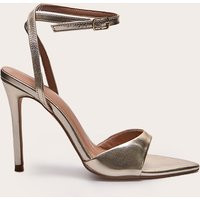 Gold PU Point Toe High Heeled Sandals | PrettyLittleThing UK