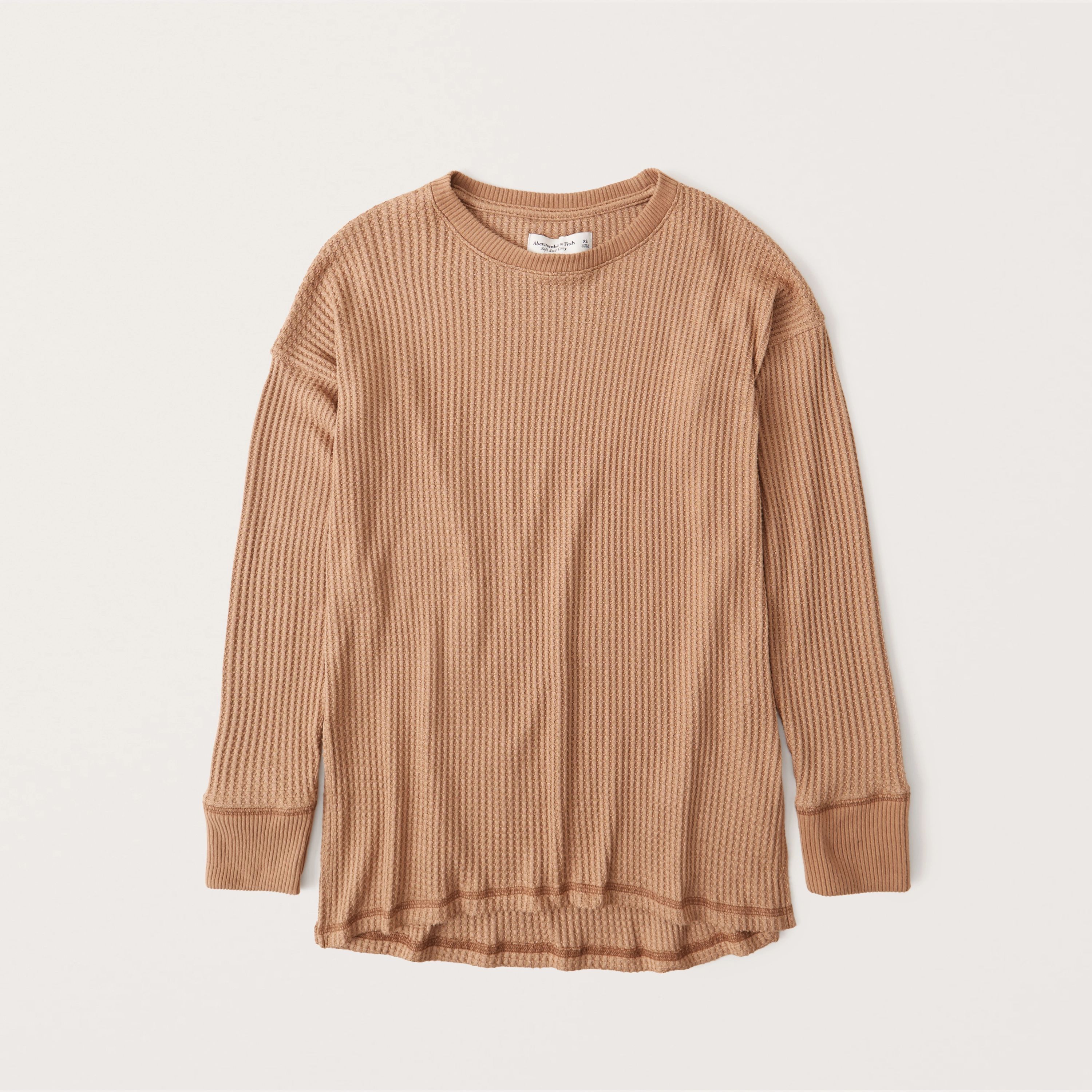 Cozy Long-Sleeve Waffle Crew Top | Abercrombie & Fitch (US)