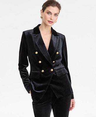 Women's Double-Breasted Velvet Blazer, Macy's Exclusive | Macy's