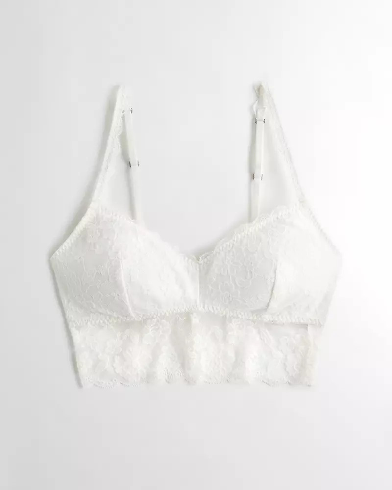 Lace Longline Bralette With Removable Pads | Hollister UK