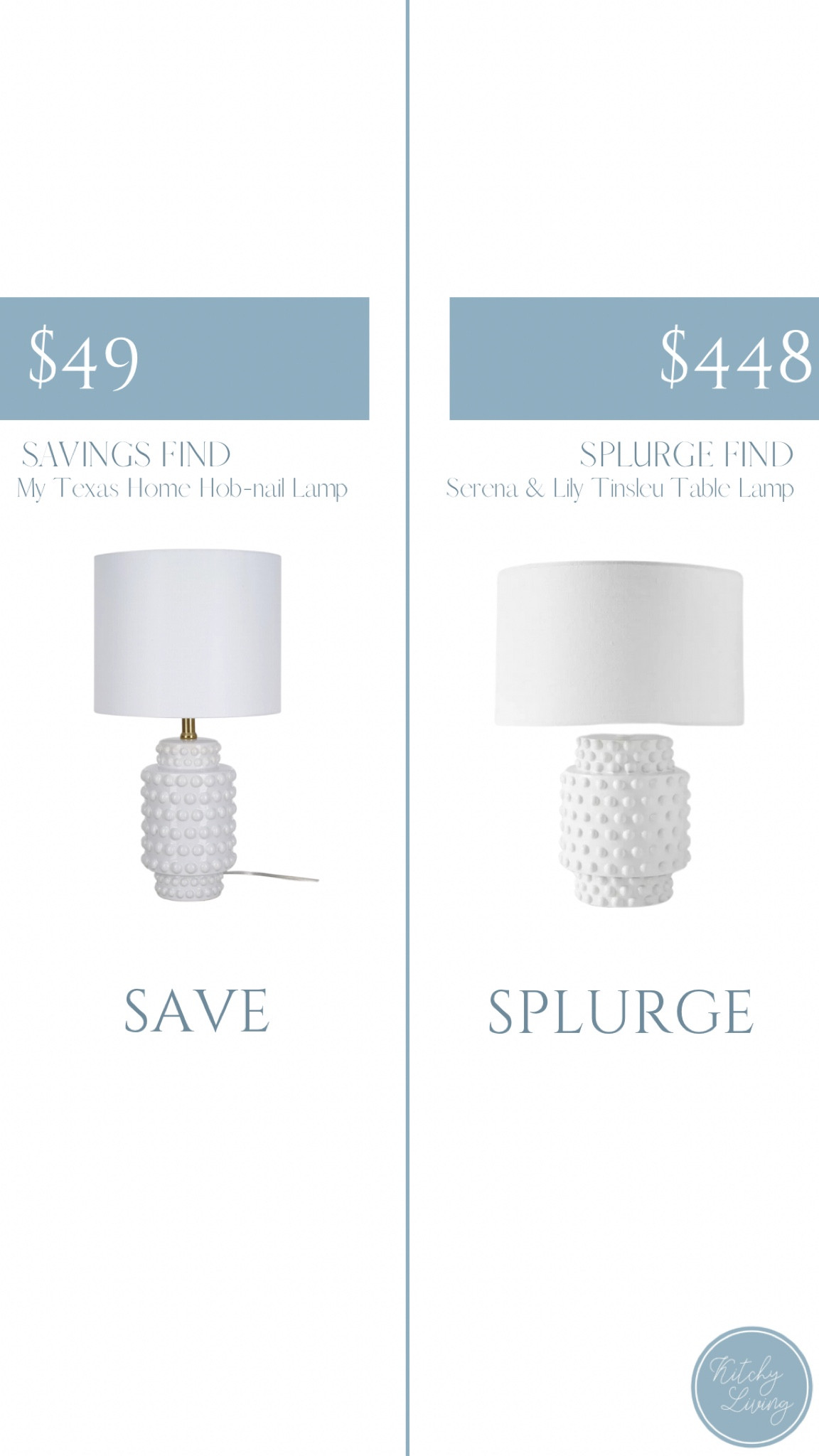 Save Vs. Splurge: Hobnail Lamps
An almost $400 difference 😱 and the save is on sale now for $10 less #hobnail #interiordesign #saveandsplurge #dupe #serenaandlilydupe 

#LTKHome #LTKFindsUnder50 #LTKSaleAlert