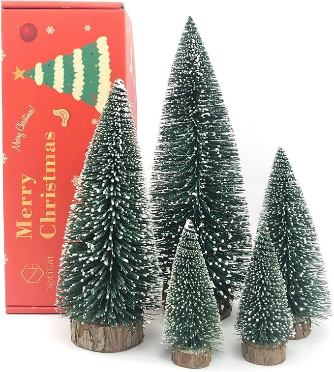 mini Christmas Tree Bottle Brush Christmas Trees with Wooden Bases Christmas Decorations for Part... | Amazon (US)