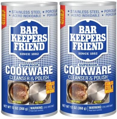 Bar Keepers Friend Cookware Cleanser & Polish (2 x 12 oz) Stainless Steel Cleaner & Degreaser for... | Amazon (US)