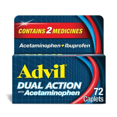 Advil Dual Action with Acetaminophen combination of 125mg Ibuprofen and 250mg Acetaminophen Coated Caplets - 72ct | Target
