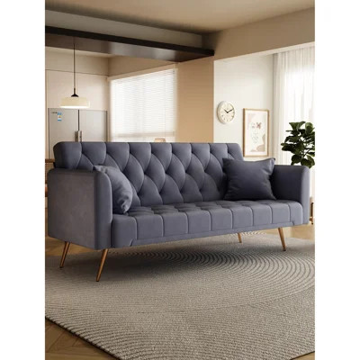 71" Velvet Convertible Love Seat, Gray, Fits Small Living Spaces, 3 Adjustable Angles, Build, Easy To Put Together, 600lbs Load Capacity | Wayfair North America
