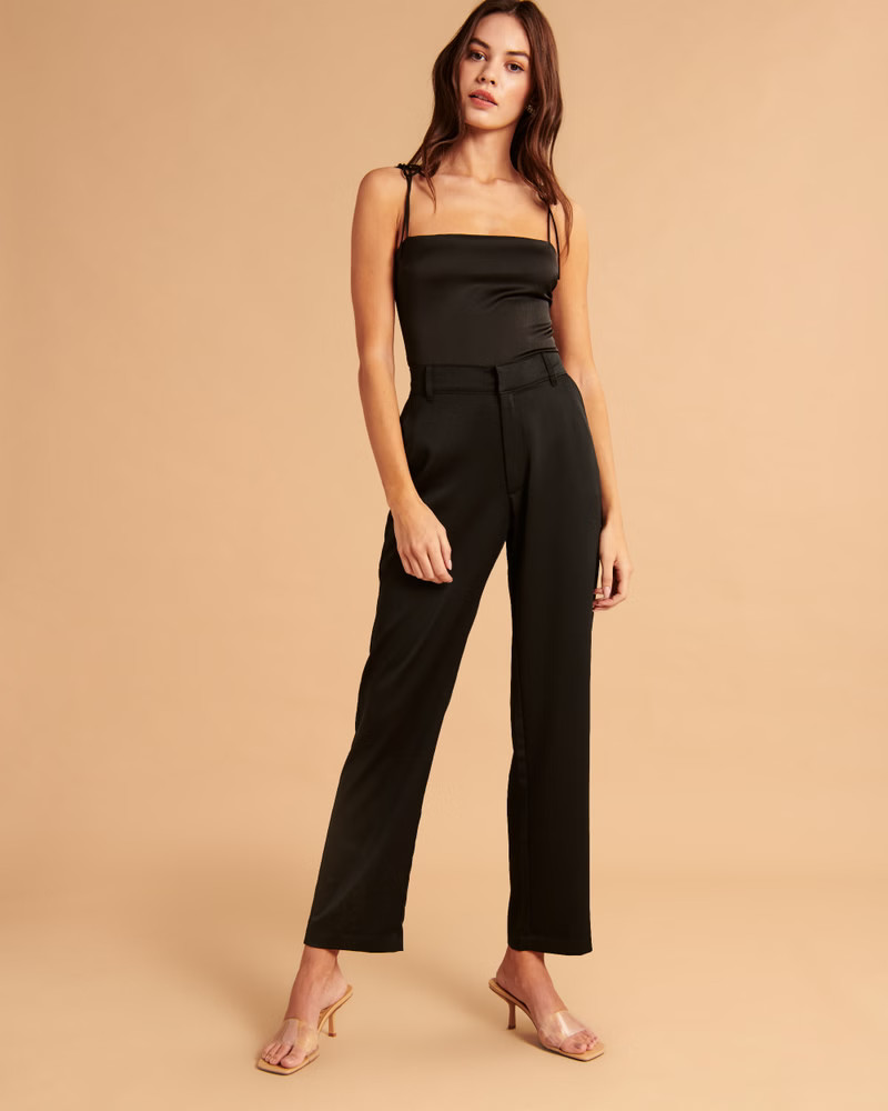 Tie-Strap Satin Tank | Abercrombie & Fitch (US)