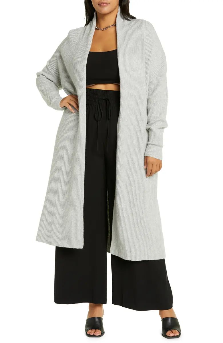 Rib Open Front Long Cardigan | Nordstrom