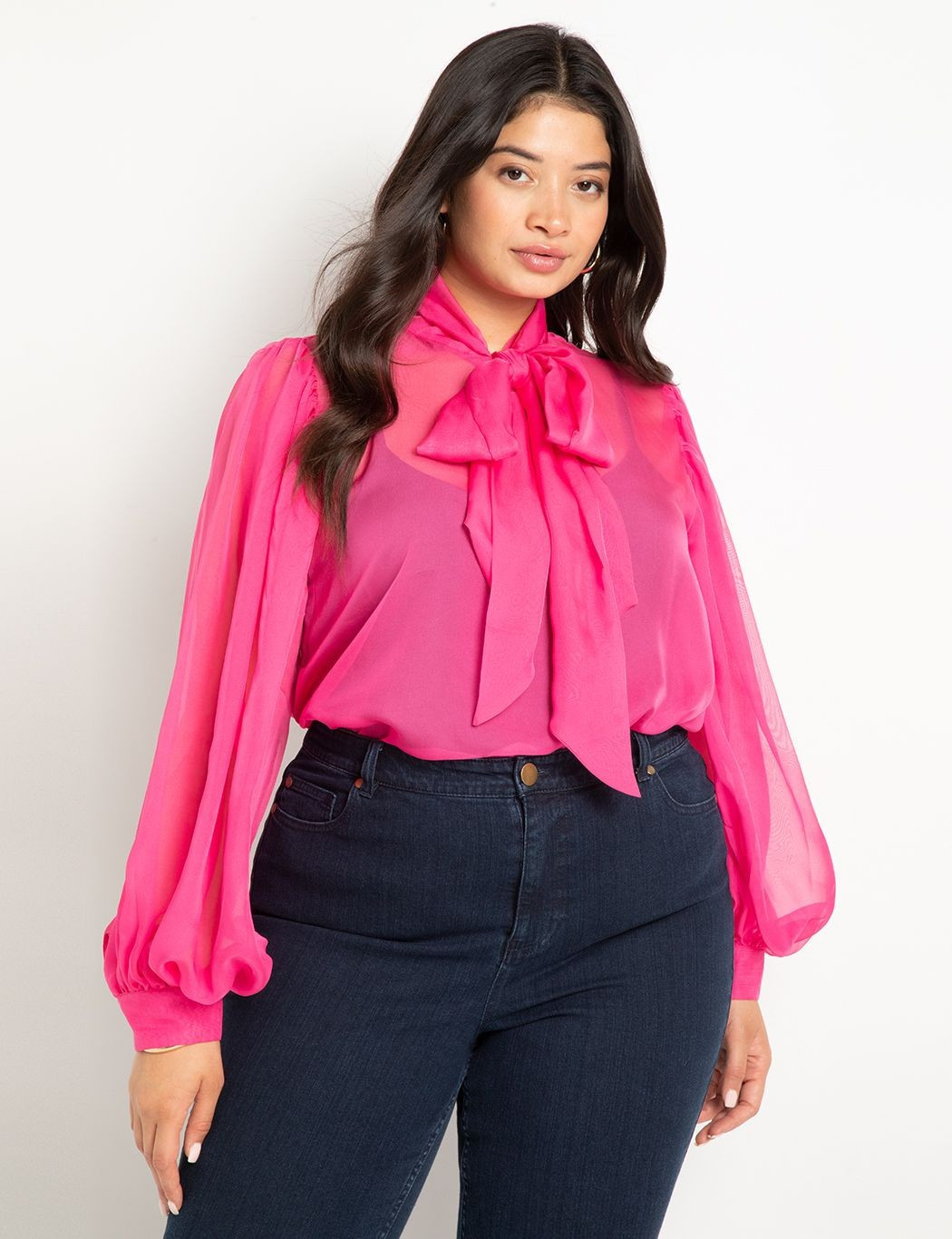 Chiffon Bow Blouse | Women's Plus Size Tops | ELOQUII | Eloquii