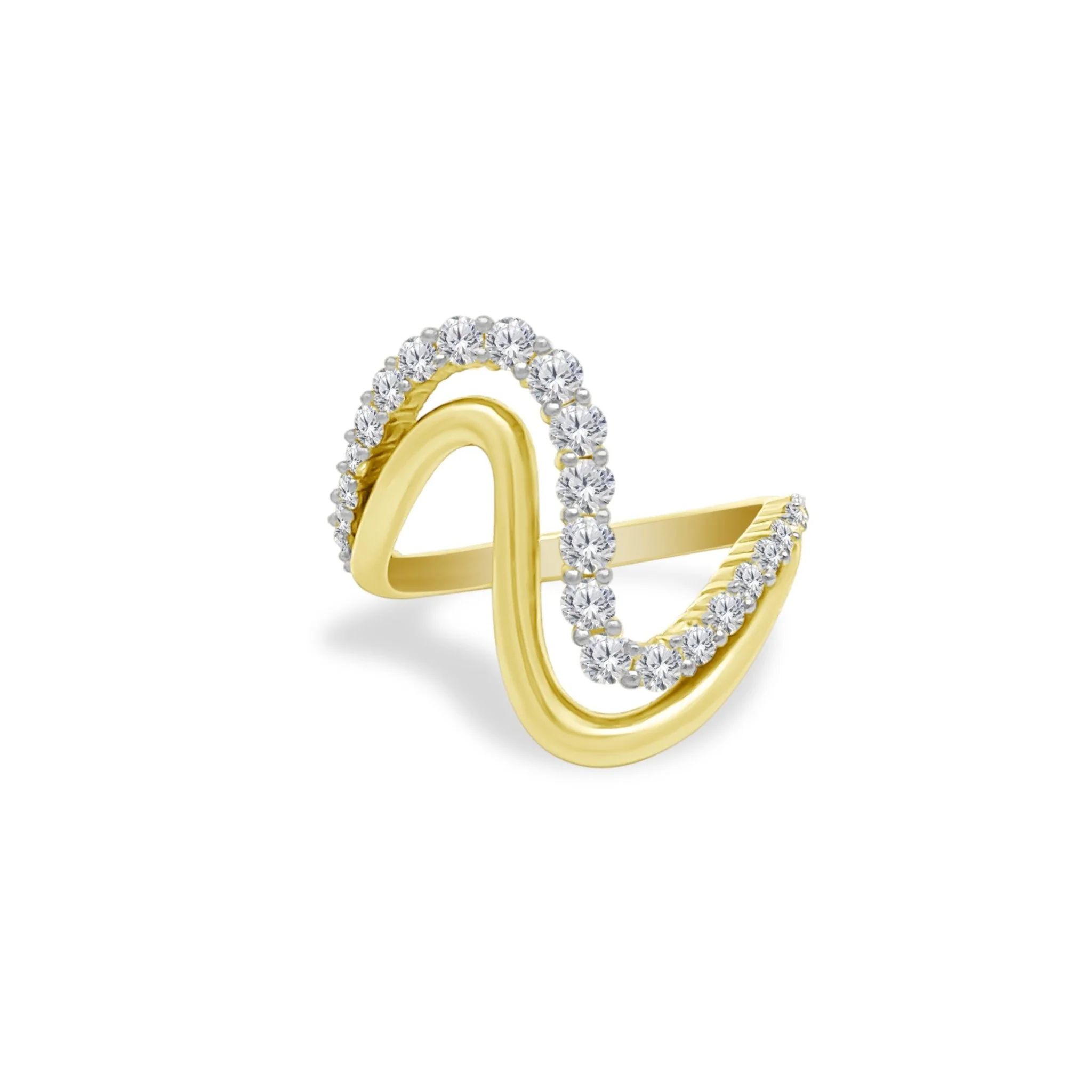 Gold & Diamond Wavy Ring | LINDSEY LEIGH JEWELRY