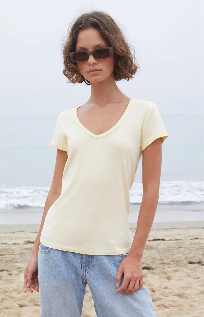 John Galt Women's Yellow V-Neck Top | PacSun