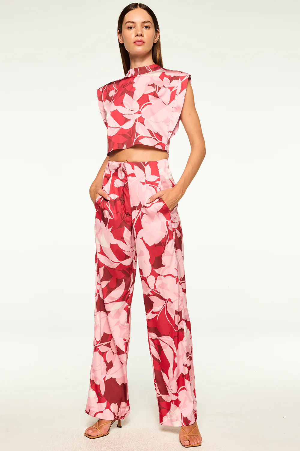 RITA PANT Flora Rosada Satin / XXS | MISA Los Angeles