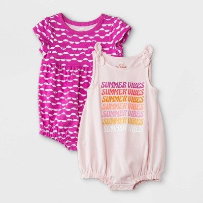 Baby Girls' 2pk Summer Vibes Romper - Cat & Jack™ Pink | Target