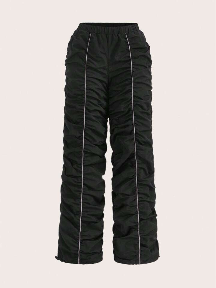 SHEIN ICON Contrast Piping Ruched Pants | SHEIN