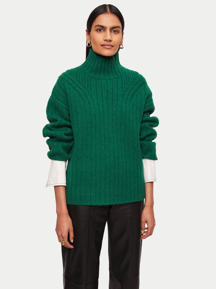 Soft Wool Rib Jumper | Green | Jigsaw (UK)