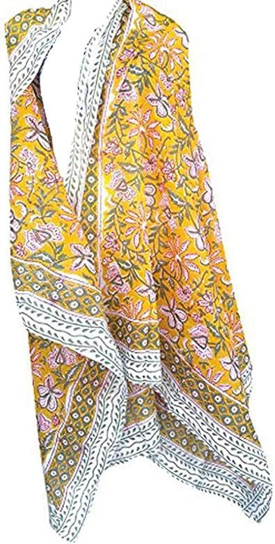 Rastogi Handicrafts 100% Cotton Hand Block Print Sarong Womens Swimsuit Wrap Cover Up Long (73" x... | Amazon (US)