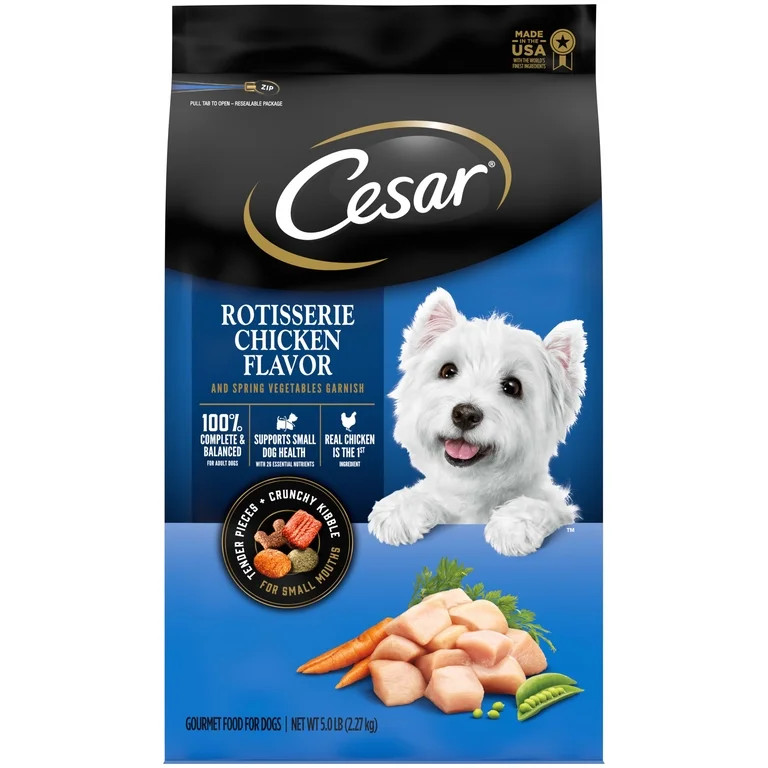 CESAR Small Breed Dry Dog Food Rotisserie Chicken Flavor with Spring Vegetables Garnish, 5 lb. Ba... | Walmart (US)
