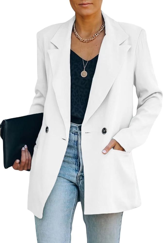 BLENCOT Casual Blazers Long Sleeve Open Front Work Jackets Blazer Summer Office Blazers | Amazon (US)