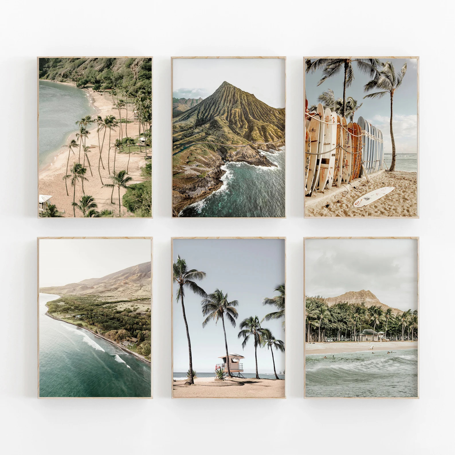 Hawaii Coastal Print Set: Surfboard Beach Gallery Wall (Digital Download) | Etsy (Global)