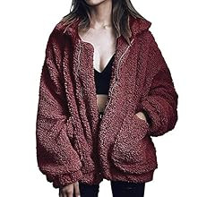 Comeon Women's Faux Fur Jacket Shaggy Jacket Winter Fleece Coat Outwear Shaggy Shearling Jacket | Amazon (US)